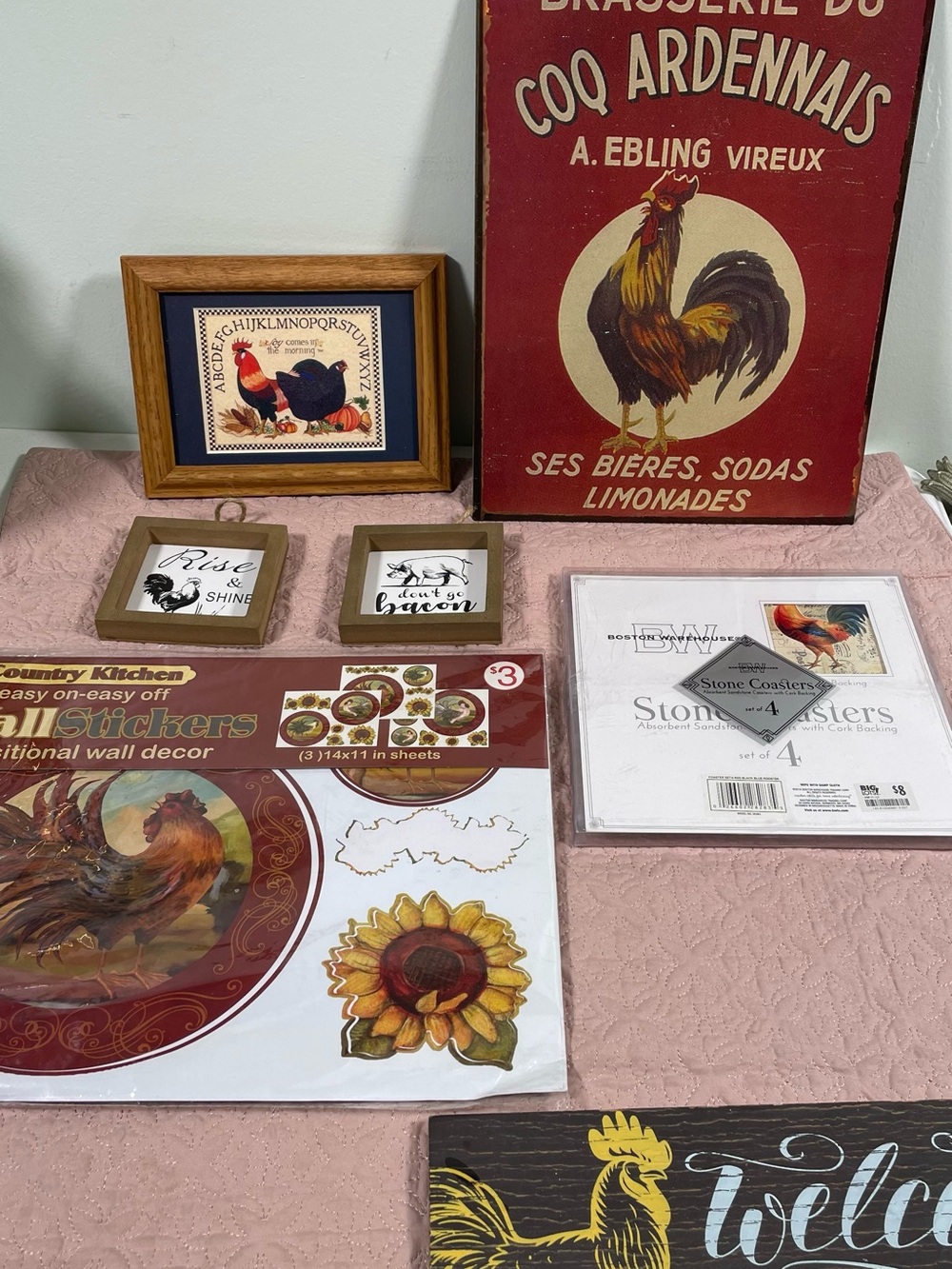 Rustic Rooster Wall Art Collection in Red, Black and Brown